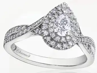 Charm Diamond Charmed by richard calder 14k white gold pear 0.73ctw diamond ring offer