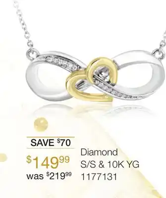 Charm Diamond Sterling silver 10k yellow gold 0.03ctw diamond heart infinity pendant offer