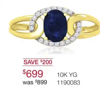 Charm Diamond 10k yellow gold blue sapphire and diamond ring offer