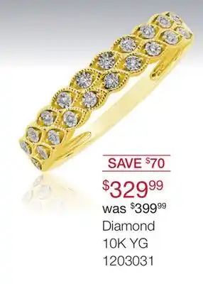 Charm Diamond 10k yellow gold double row diamond stacking ring offer