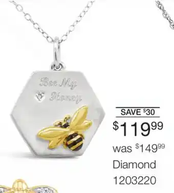 Charm Diamond Bella moda sterling silver yellow gold plated diamond 'bee my honey' pendant offer