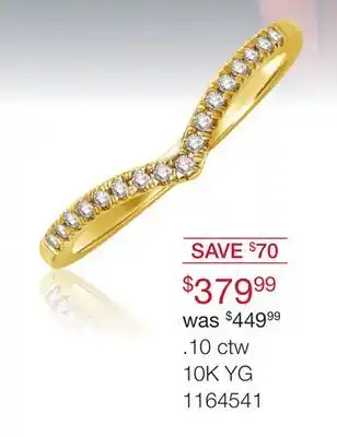 Charm Diamond 10k yellow gold 0.10ctw diamond chevron band offer