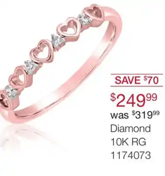 Charm Diamond 10k rose gold diamond heart stackable ring offer