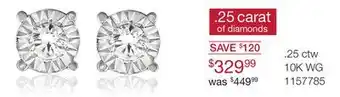 Charm Diamond 10k white gold 0.25ctw diamond studs offer