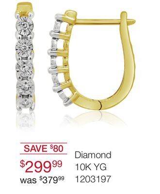 Charm Diamond 10k yellow gold diamond hoop earrings offer