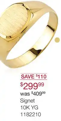 Charm Diamond 10k yellow gold signet ring offer