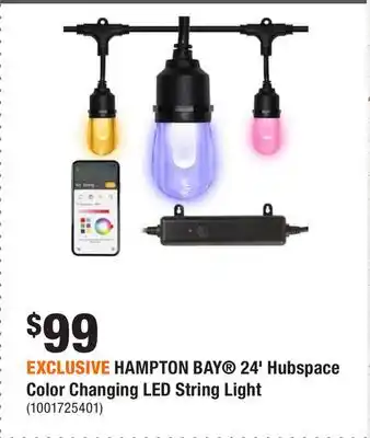 Home Depot Exclusive hampton bay 24' hubspace color changing led string light offer