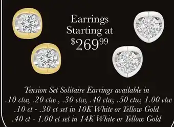 Charm Diamond Tension set solitaire earrings offer