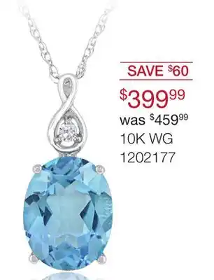 Charm Diamond 10k white gold swiss blue topaz and white topaz infinity 18 pendant offer