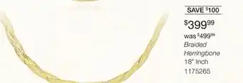 Charm Diamond 10k yellow gold 18 braided herringbone necklace offer