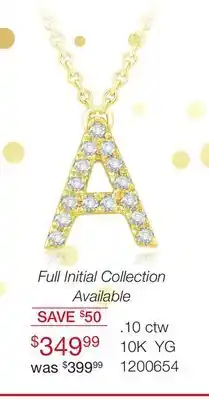 Charm Diamond Bella moda 10k yellow gold 0.10ctw diamond initial a necklace offer