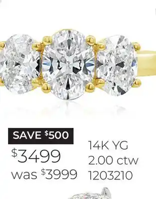 Charm Diamond New brilliance 14k yellow gold lab grown 2.00ctw oval diamond three-stone ring offer
