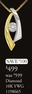 Charm Diamond Glacier fire 10k yellow and white gold canadian diamond pendant offer