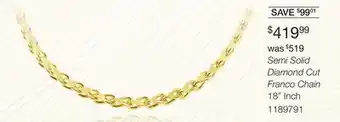 Charm Diamond 10k yellow gold 18 2.00mm semi solid diamond-cut franco chain offer