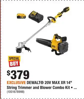 Home Depot Exclusive dewalt 20v max xr 14 string trimmer and blower combo kit • (1) 4.0ah battery and charger offer