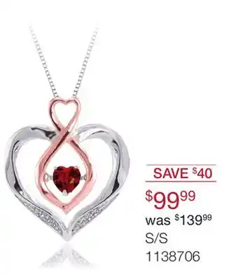Charm Diamond Sterling silver created ruby & created white sapphire heart pendant offer