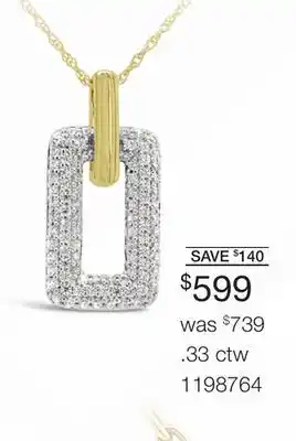Charm Diamond 10k yellow gold 0.33ctw diamond paperclip pendant offer