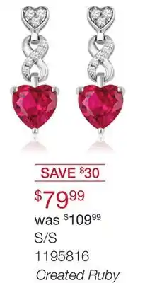 Charm Diamond Sterling silver created ruby & created white sapphire infinity heart earrings offer
