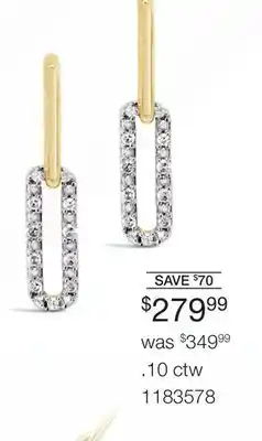 Charm Diamond 10k yellow gold 0.10ctw diamond paperclip earrings offer