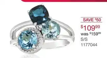 Charm Diamond Sterling silver swiss, sky & london blue topaz ring offer