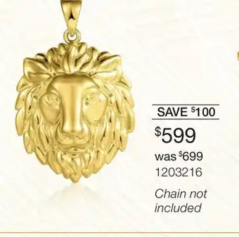 Charm Diamond 10k yellow gold lion head pendant offer