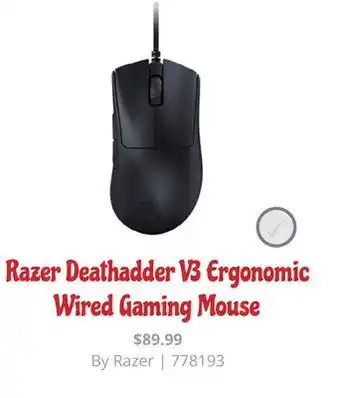GameStop Razer deathadder v3 ergonomic wired gaming mouse offer