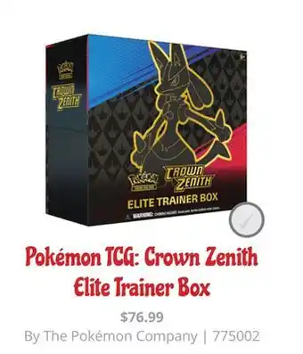 GameStop Pokémon tcg: crown zenith elite trainer box offer