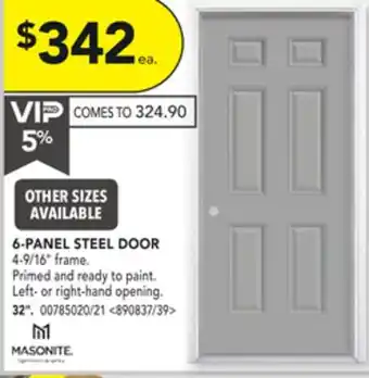 RONA 6-panel steel door offer