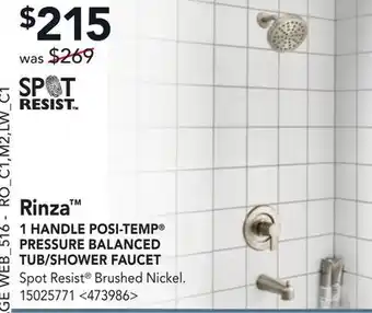 RONA Moen rinza 1 handle posi-temp pressure balanced tub/shower faucet offer