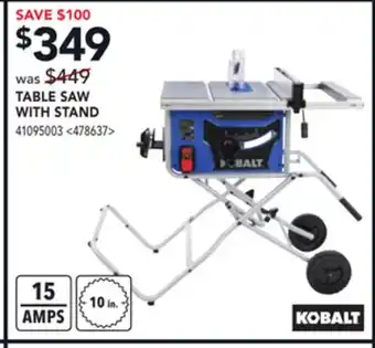 RONA Kobalt table saw with stand offer