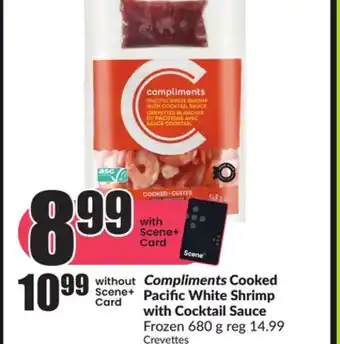Chalo FreshCo Compliments cooked pacific white shrimp with cocktail sauce frozen 680 g offer