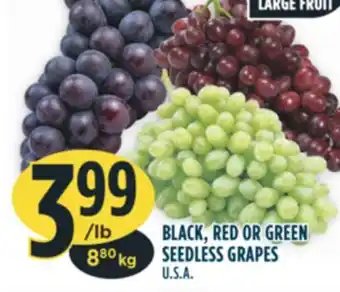 Marché Adonis Black, red or green seedless grapes offer