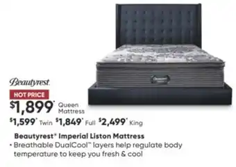 Sleep Country Beautyrest imperial liston mattress offer