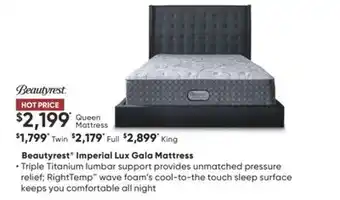 Sleep Country Beautyrest imperial lux gala mattress offer