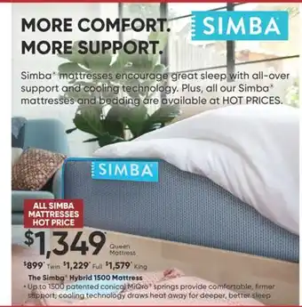 Sleep Country The simba hybrid 1500 mattress offer