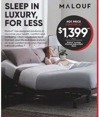 Sleep Country Malouf lounge lifestyle adjustable base offer