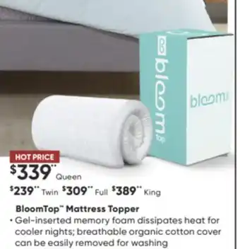 Sleep Country Bloomtop mattress topper offer