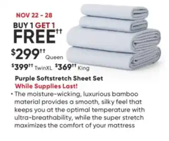 Sleep Country Purple softstretch sheet set offer