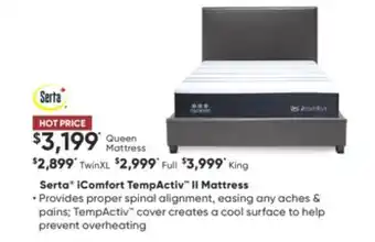 Sleep Country Serta icomfort tempactiv ii mattress offer