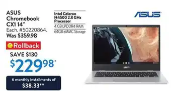 Walmart Asus chromebook cx1 14 offer