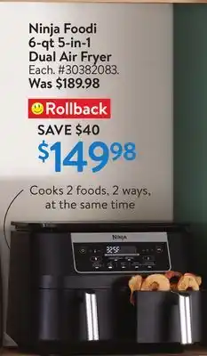 Walmart Ninja foodi 6-qt 5-in-1 dual air fryer offer
