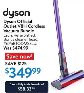 Walmart Dyson official outlet v8h cordless vacuum bundle offer