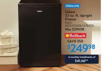 Walmart Galanz 3.1-cu. ft. upright freezer offer