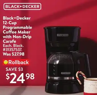 Walmart Black + decker 12-cup programmable coffee maker with non-drip carafe offer