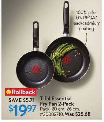 Walmart T-fal essential fry pan 2-pack offer