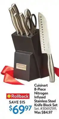 Walmart Cuisinart 8-piece nitrogen infused stainless steel knife block set offer