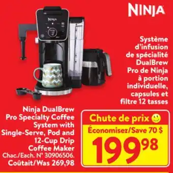 Walmart Ninja dualbrew pro specialty coffee system with single-serve, pod and 12-cup drip coffee maker offer