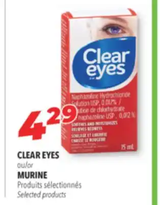 Familiprix Clear eyes or murine selected products offer