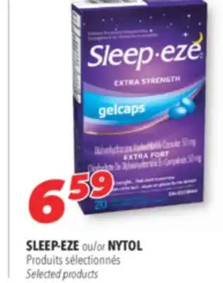 Familiprix Sleep-eze or nytol selected products offer