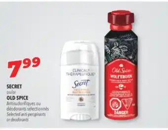 Familiprix Secret or old spice selected anti-perspirants or deodorants offer